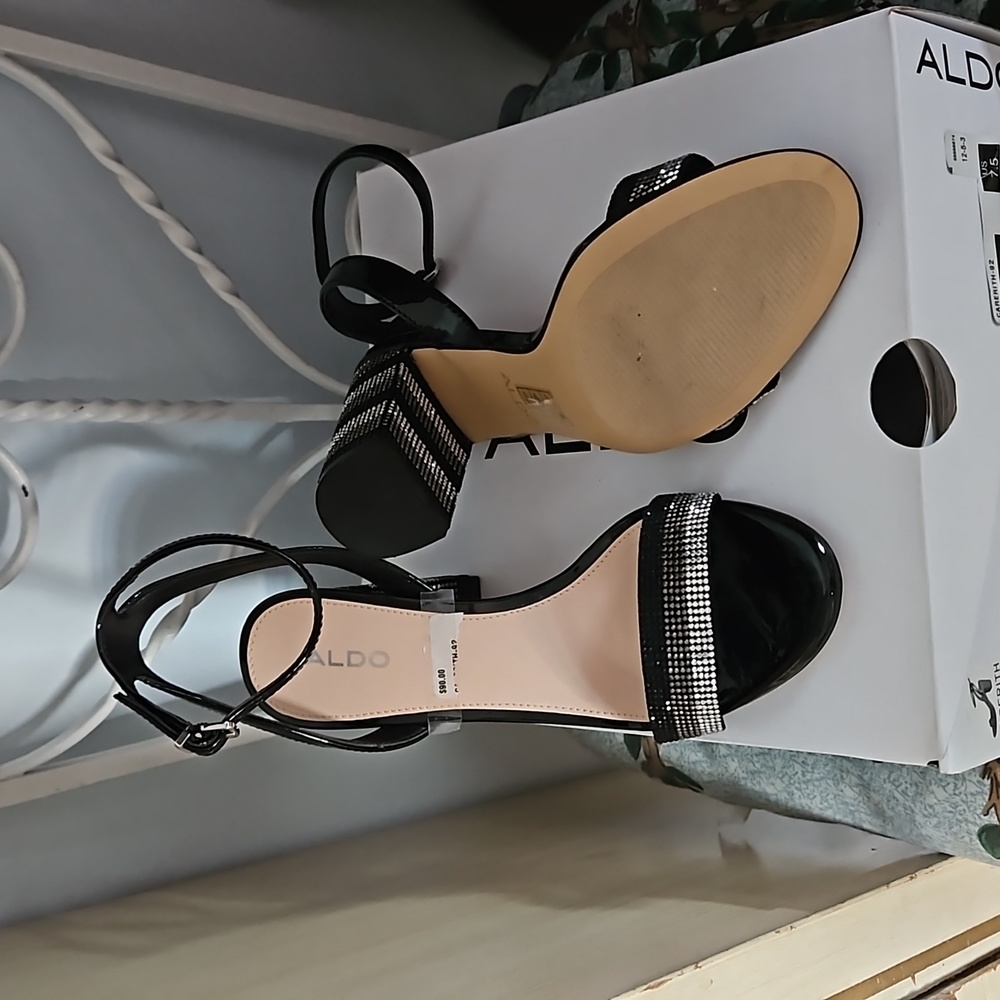 ALDO Carerith heels. RHINESTONES 🖤🩶 Size 7.5*** - Picture 2 of 3